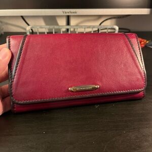 Authentic Burberry Bridle Leather Large Zip Around Wallet in Alizarin Crimson !